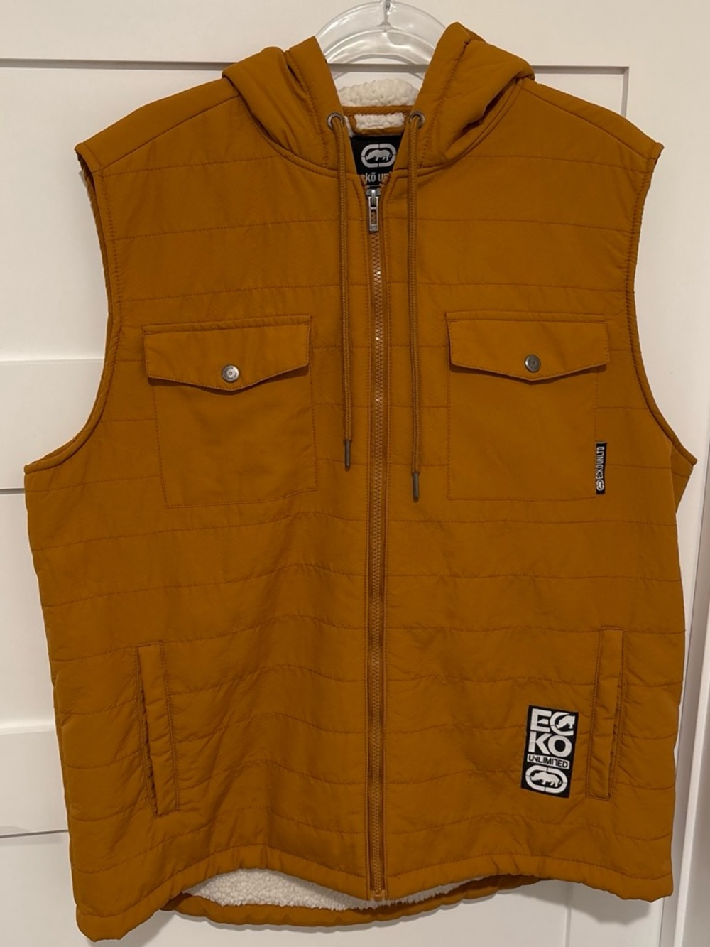 Ecko Unlimited Men's Quilted Hooded Vest - Mustard Gold